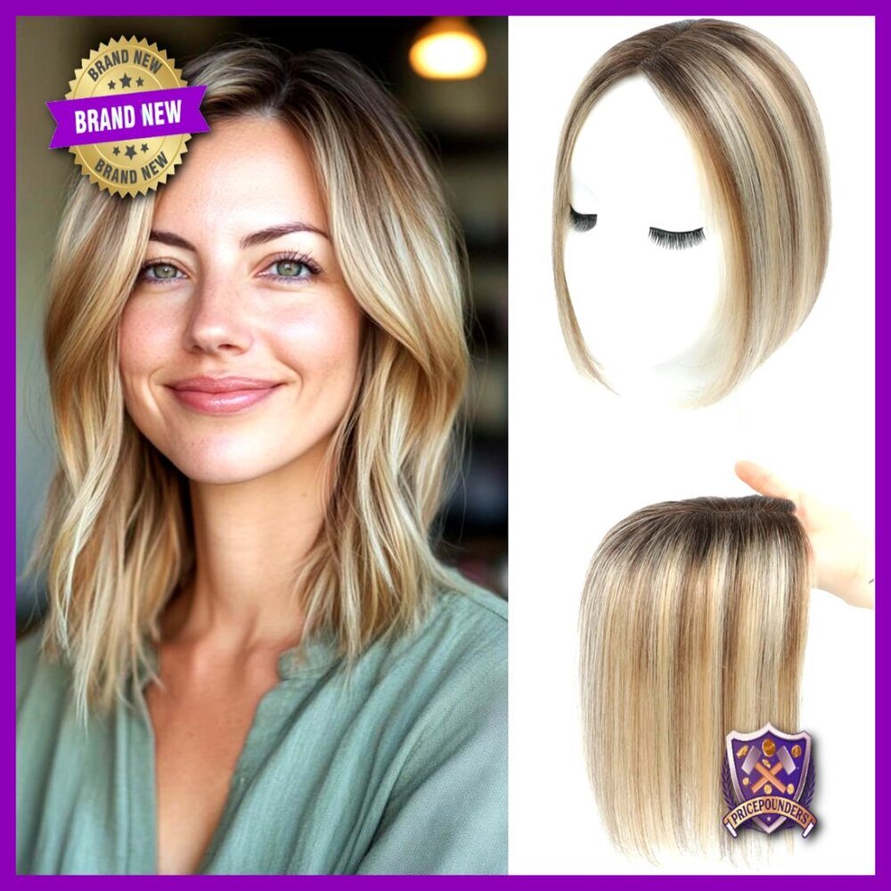Real Human Hair Topper Swiss Base Clip In 120% Density Remy Hairpiece